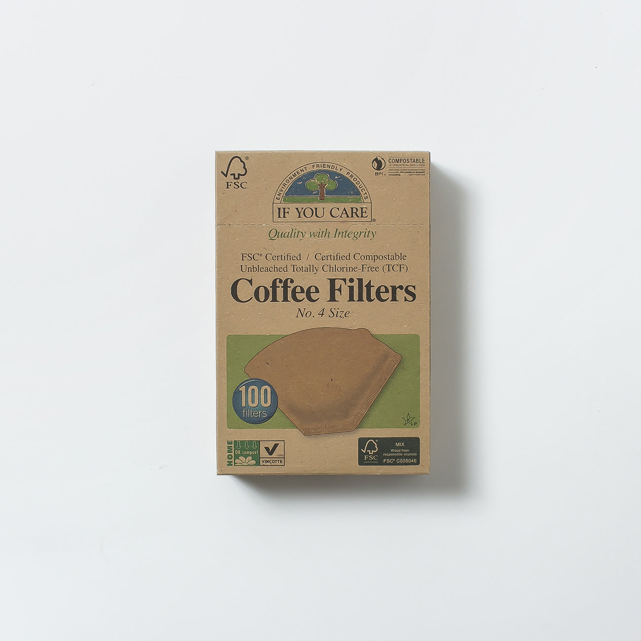 IF YOU CARE 無漂白コーヒーフィルター No.4 100枚入り (1〜4杯用)