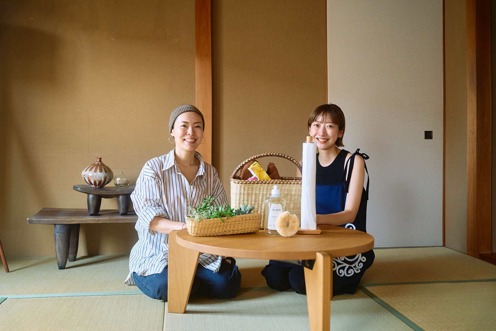 松野屋(マツノヤ) ストローパン バスケット 円形 かご・バッグ 天然