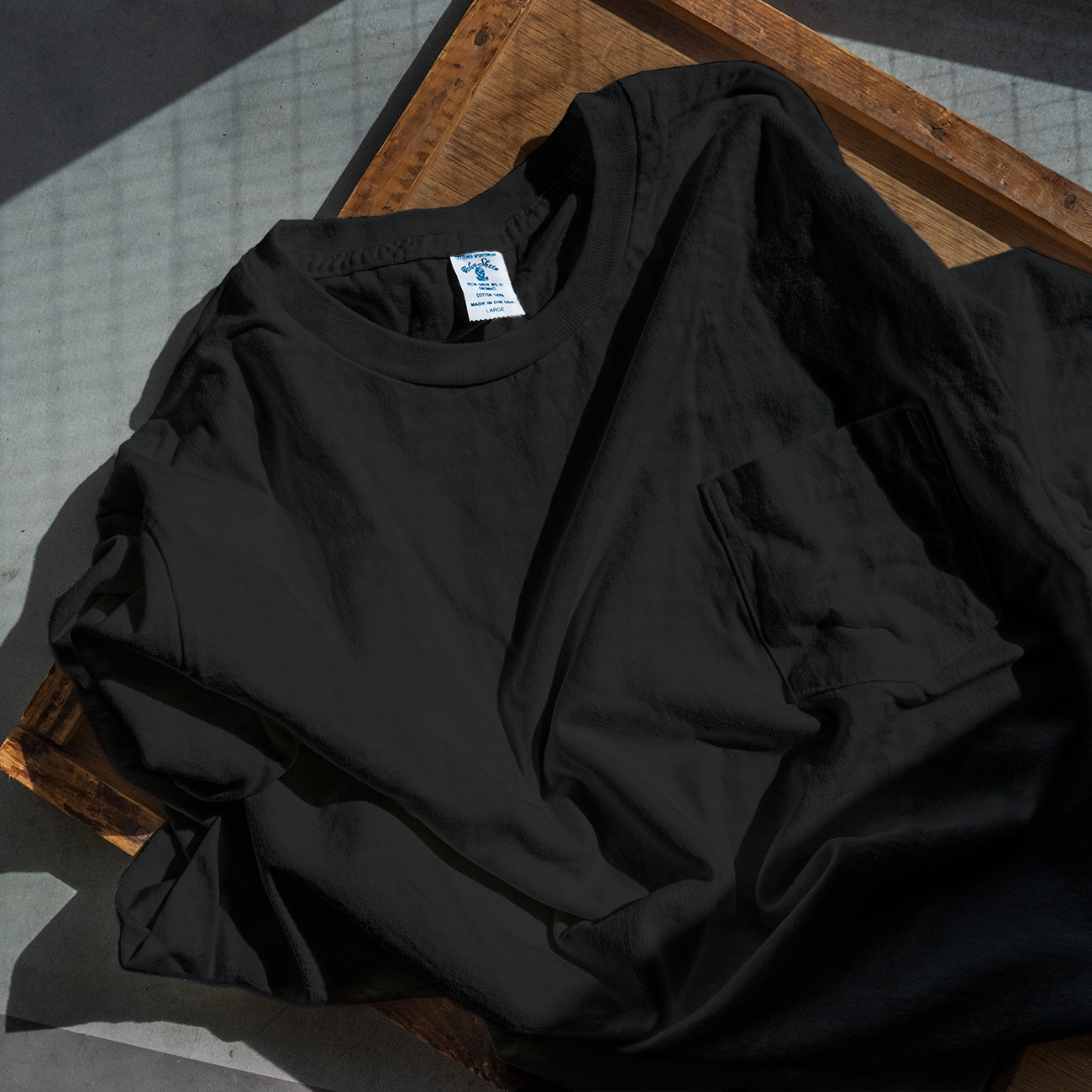 VELVA SHEEN 2パッククルー 半袖ポケット付 Tシャツ M BLACK