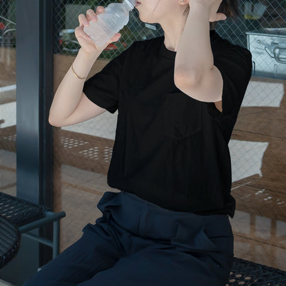 VELVA SHEEN 2パッククルー 半袖ポケット付 Tシャツ L BLACK