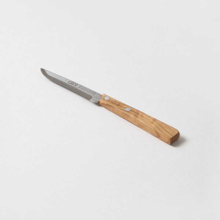 Gude Utility Serrated Knife 4-in, Olivewood Handle